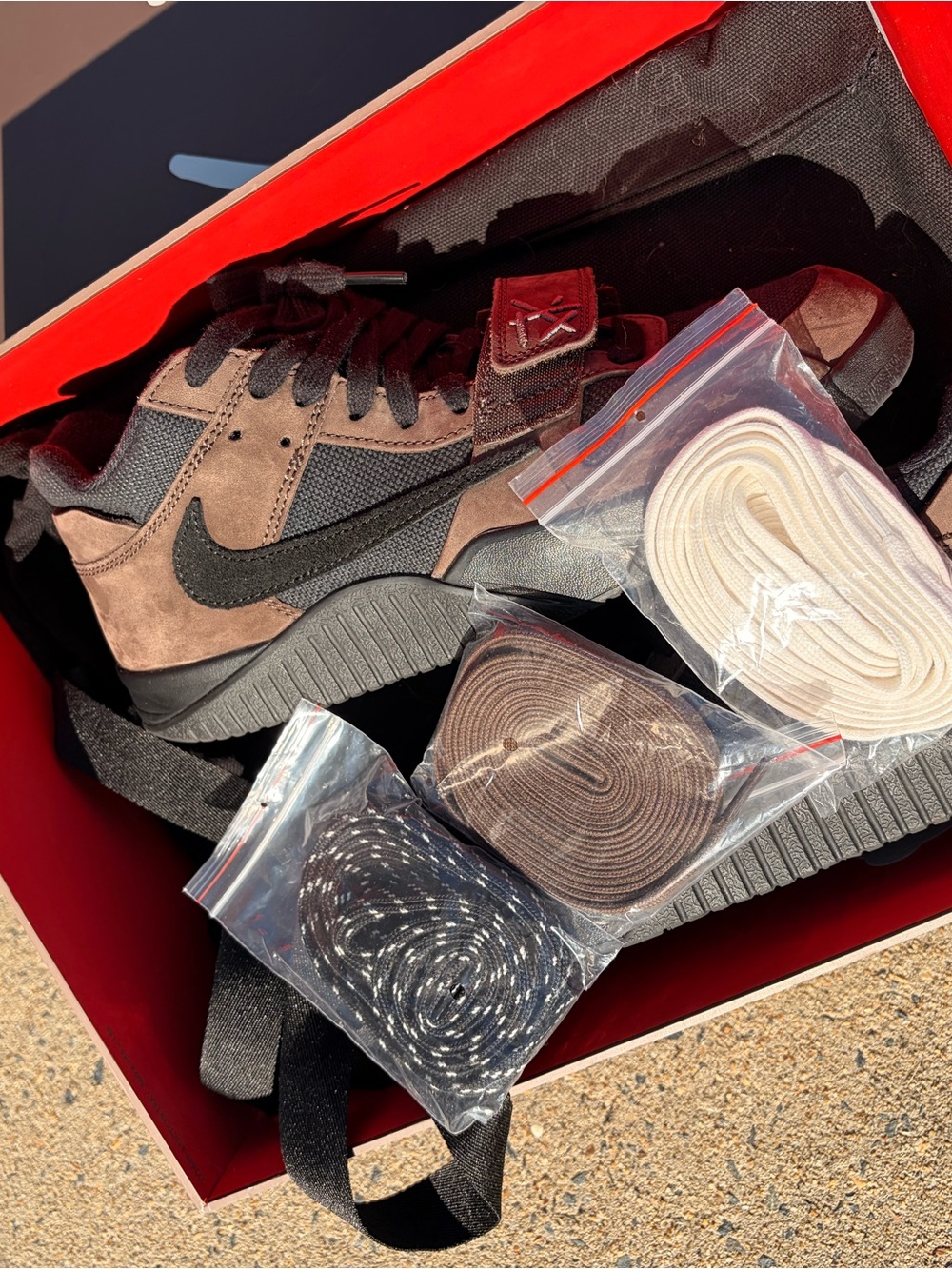 Travis Scott Brown and Black Suede Low-Top Sneakers